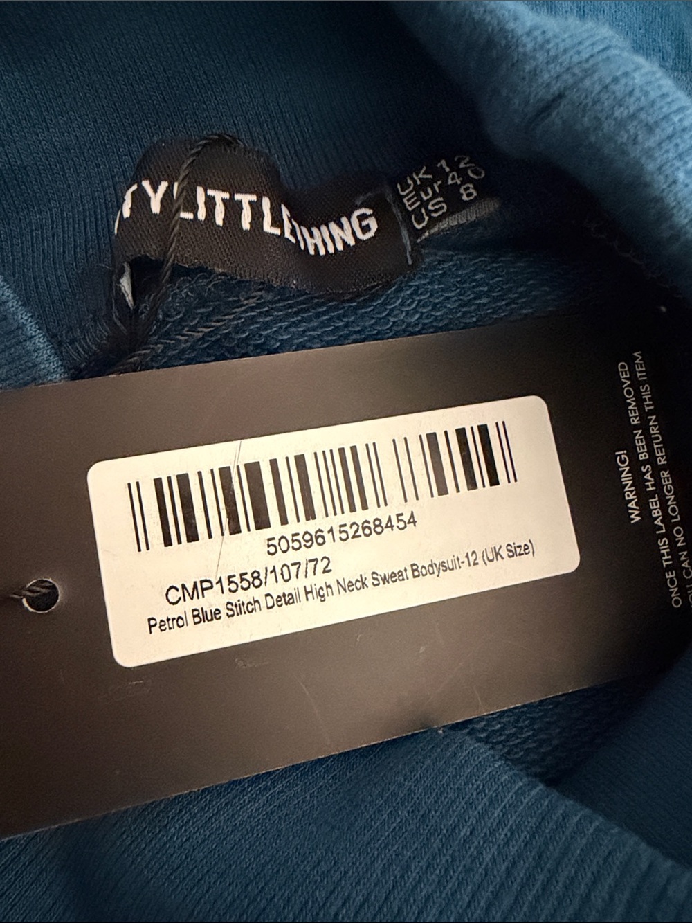 PrettyLittleThing Teal Ribbed Knit Joggers and Fitted Top Set - Picture 4 of 4